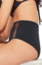 Women's Topshop Mesh Detail High Waist Bikini Bottoms Us (fits Like 0) - Black