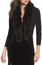 Women's Eliza J Faux Fur Trim Cardigan - Black