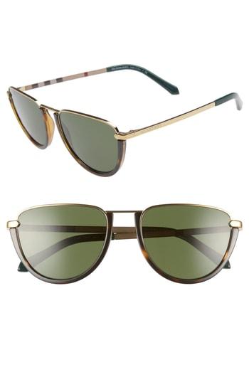 Women's Burberry Trench 54mm Aviator Sunglasses - Light Gold Solid