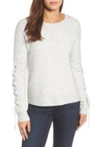 Women's Halogen Lace-up Sleeve Sweater - Grey