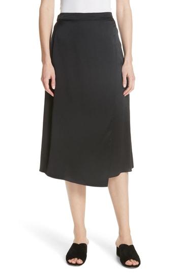 Women's Vince Drape Panel Silk Skirt - Black