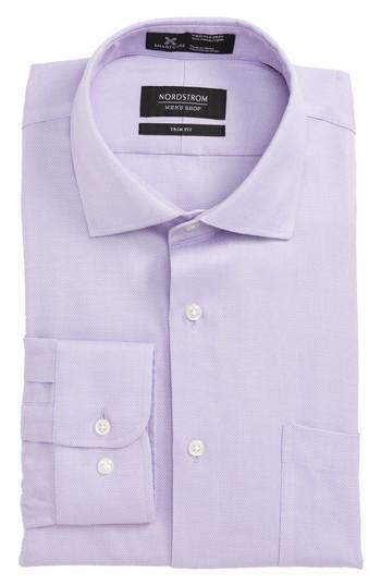 Men's Nordstrom Men's Shop Smartcare(tm) Trim Fit Oxford Dress Shirt - 32/33 - Purple