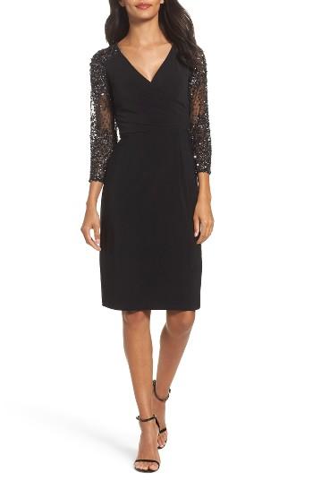 Petite Women's Adrianna Papell Sequin Sheath Dress P - Black