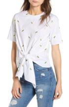 Women's Bishop + Young Front Tie Pineapple Top - White