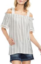 Women's Vince Camuto Cold Shoulder Striped Top, Size - White