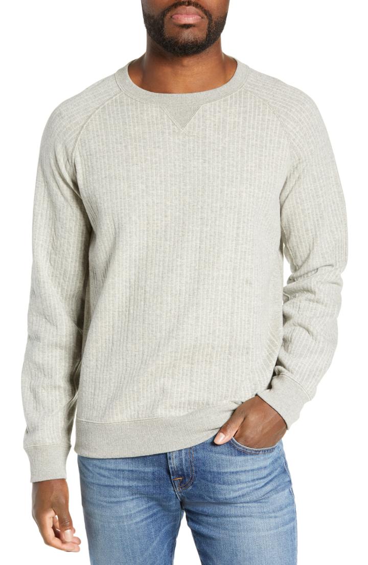 Men's Billy Reid Quilted Crewneck Sweatshirt - Grey