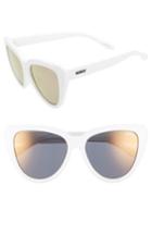 Women's Quay Australia Stray Cat 58mm Mirrored Cat Eye Sunglasses - White/ Gold