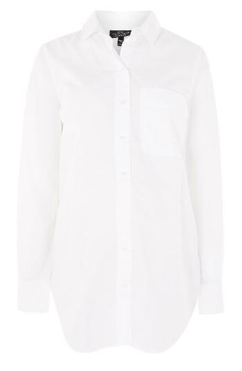 Women's Topshop Olly Poplin Maternity Shirt Us (fits Like 0-2) - White