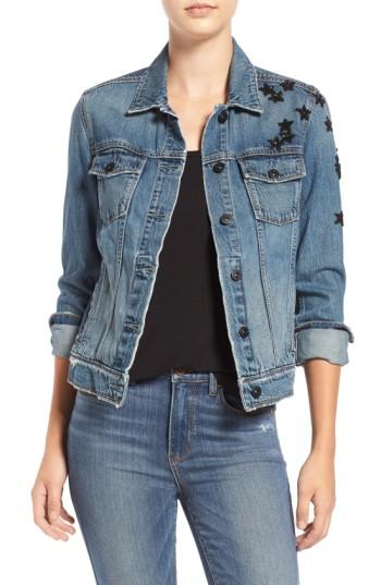 Women's Paige Rowan Sequin Patch Denim Jacket - Blue