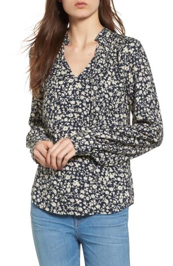 Women's Hinge Ruffle V-neck Blouse - Blue