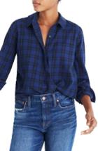 Women's Madewell Plaid Faux Wrap Shirt, Size - Blue