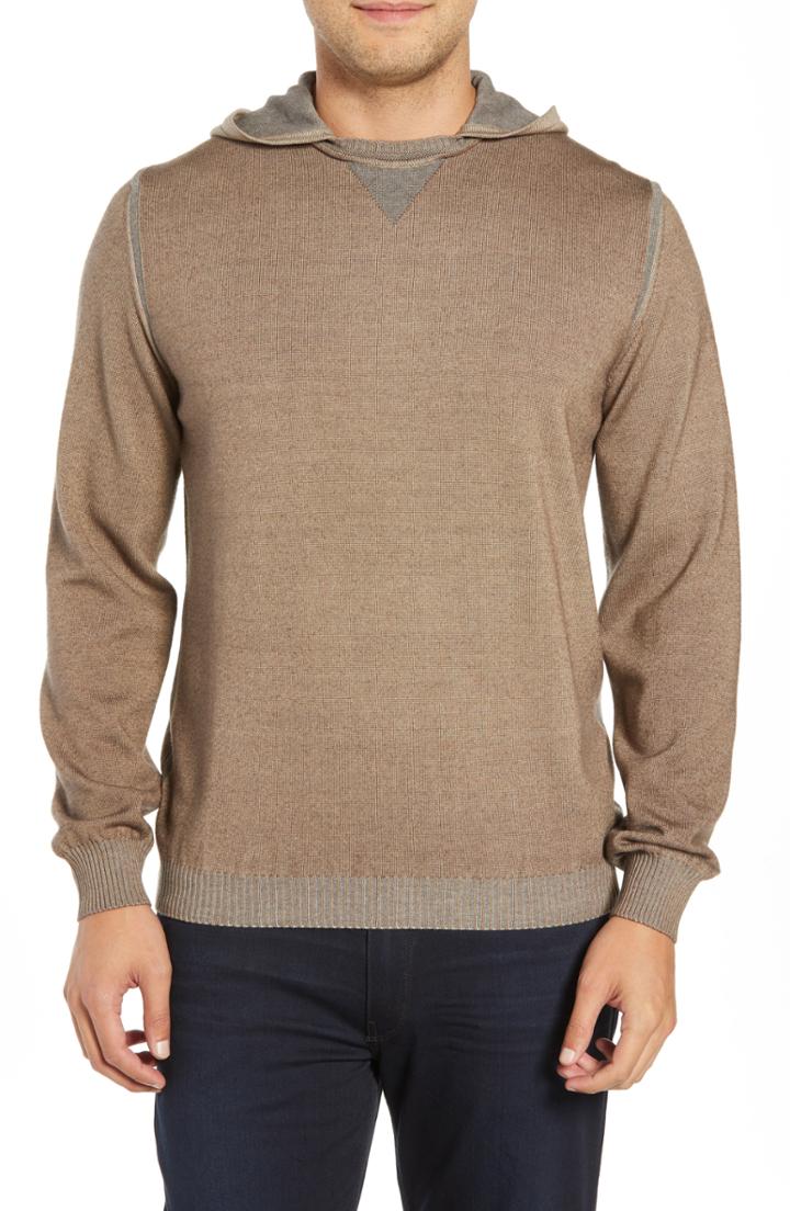Men's Bugatchi Hooded Pullover - Beige