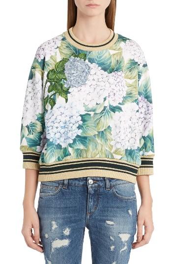 Women's Dolce & Gabbana Hydrangea Print Sweatshirt Us / 42 It - Green
