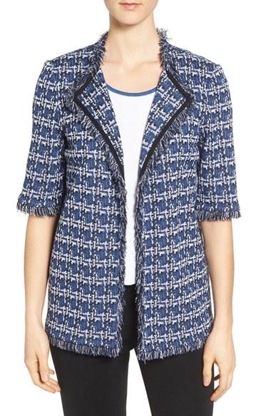 Women's Ming Wang Fringe Print Knit Jacket