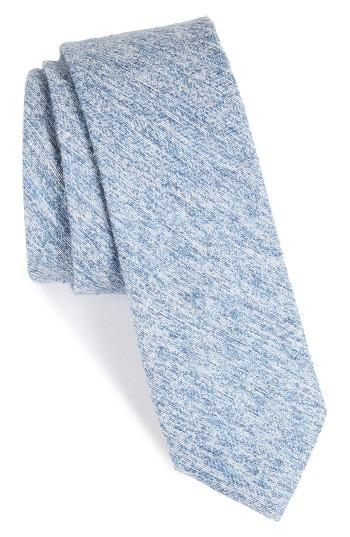 Men's The Tie Bar Buff Solid Silk Skinny Tie, Size - Blue