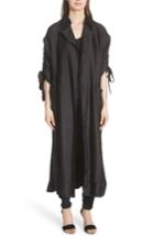 Women's Cinq A Sept Aziza Cinch Sleeve Duster Jacket /small - Black