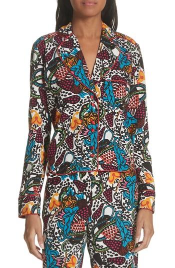 Women's Veronica Beard Penelope Pajama Shirt - Blue