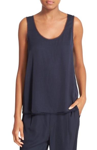 Women's Vince Raw Edge Woven Tank - Blue