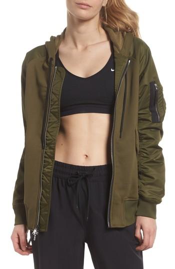 Women's Nike Nikelab Women's Mixed Media Bomber Jacket - Green