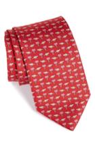 Men's Salvatore Ferragamo Dinosaur Print Silk Tie, Size - Pink