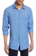 Men's Rodd & Gunn Norsewood Sports Fit Linen Sport Shirt, Size - Blue