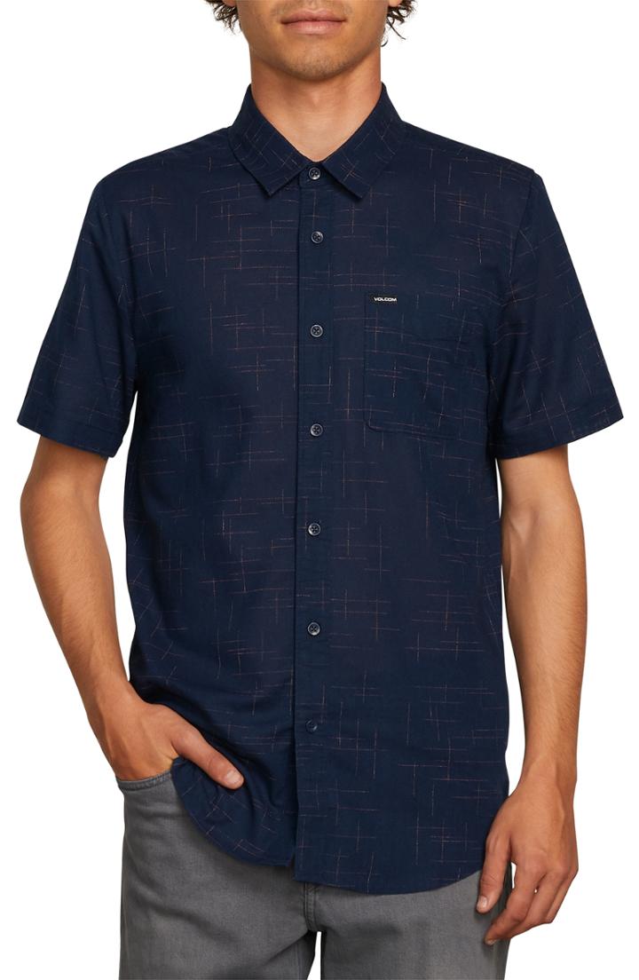 Men's Volcom Quency Print Camp Shirt - Blue