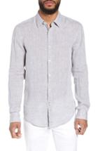 Men's Boss Ronni Slim Fit Dobby Linen Sport Shirt - Grey