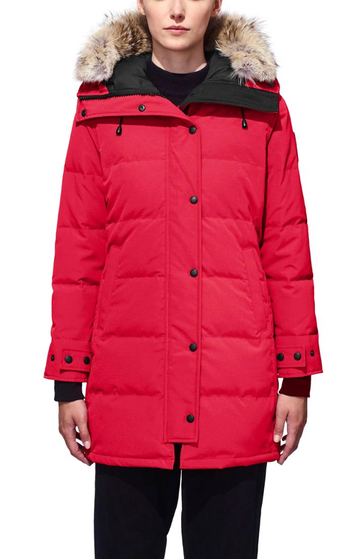 Petite Women's Canada Goose Shelburne Fusion Fit Genuine Coyote Fur Trim Down Parka P (0p) - Red
