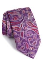 Men's David Donahue Paisley Linen & Silk Tie, Size - Purple