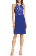 Women's Morgan & Co. Sequin Embellished Lace Sheath Dress /4 - Blue