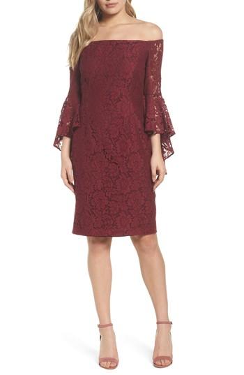 Women's Chelsea28 Off The Shoulder Lace Dress - Burgundy