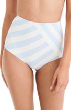 Women's J.crew Stripe Seamless High Waist Bikini Bottoms, Size - Blue