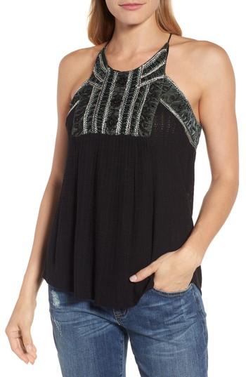 Women's Lucky Brand Beaded Halter Top - Black