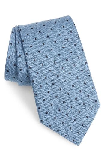 Men's Ermengildo Zegna Dot Silk Tie, Size - Blue