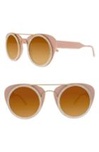 Women's Smoke X Mirrors Soda Pop 3 47mm Round Sunglasses - Pink/ White Scales/ Matte Gold