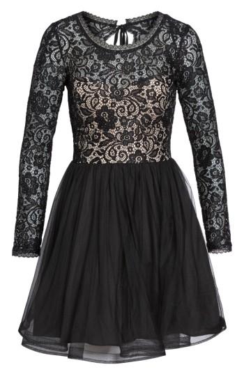 Women's Sequin Hearts Tie Back Glitter Lace Fit & Flare Minidress