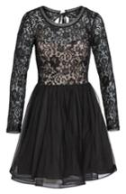 Women's Sequin Hearts Tie Back Glitter Lace Fit & Flare Minidress