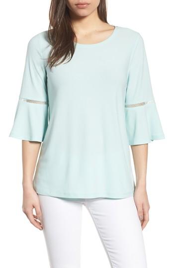 Women's Chaus Crochet Detail Bell Sleeve Top - Blue