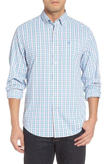 Men's Southern Tide Intercoastal Surfsong Plaid Performance Sport Shirt - Blue