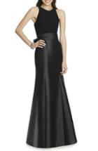 Women's Alfred Sung Mikado Jersey Bodice Trumpet Gown - Black
