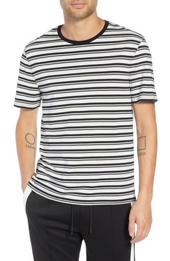 Men's Vince Variegated Stripe Regular Fit Cotton Crewneck T-shirt - Blue
