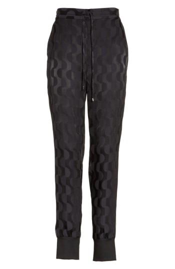 Women's St. John Collection Contrast Stripe Charmeuse Pants, Size - Black