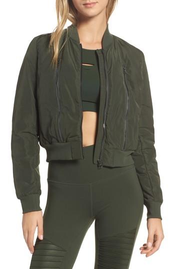 Women's Alo Off Duty Bomber Jacket - Green