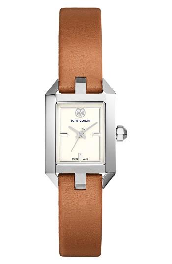 Women's Tory Burch Dalloway Leather Strap Watch, 21mm X 24mm