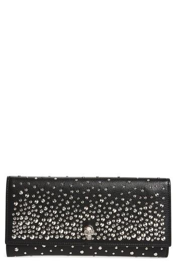 Women's Alexander Mcqueen Studded Leather Travel Wallet - Black