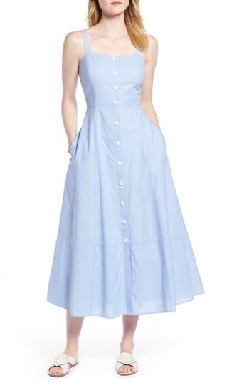 Women's 1901 Button Front Chambray Cotton Dress - Blue