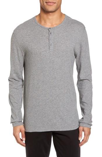 Men's Vince Raw Edge Long Sleeve Henley T-shirt - Grey