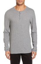Men's Vince Raw Edge Long Sleeve Henley T-shirt - Grey