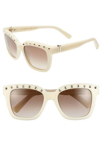 Valentino 52mm Studded Sunglasses Ivory
