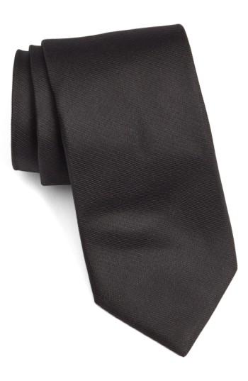 Men's Ted Baker London Solid Woven Silk Tie, Size - Black